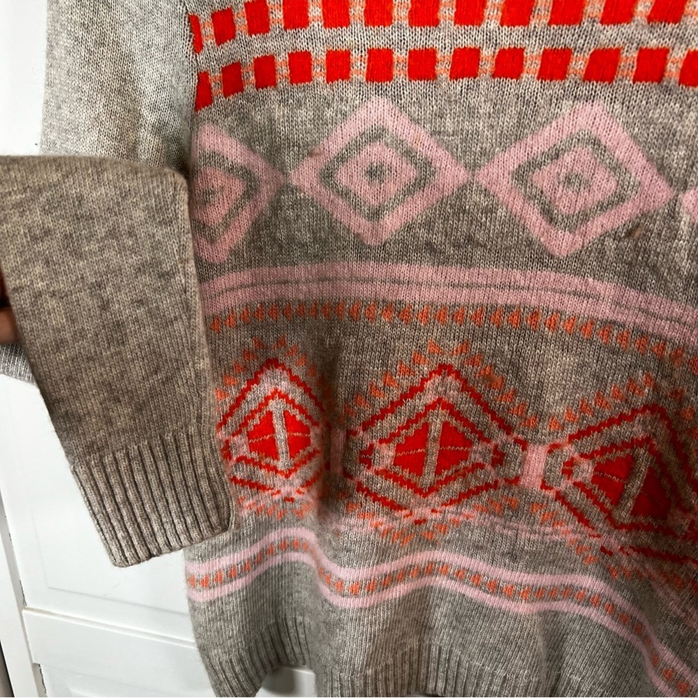 J. Crew Sweater Women's Small Crewneck Wool Blend Long Sleeve Gray Pink - Picture 3 of 5
